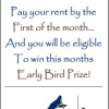 Door Hanger - Early Bird Prize Baskets By Jill