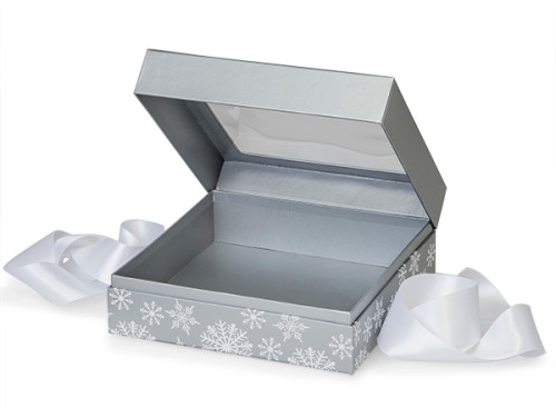 Gourmet and Gift Presentation Boxes are rigid 1 piece auto-hinged boxes with a clear window in the lid. The boxes have coordinating colors both inside and out. As a finishing touch, they are topped off with beautiful 7/8" Satin Ribbon. Presentation grade packaging. 